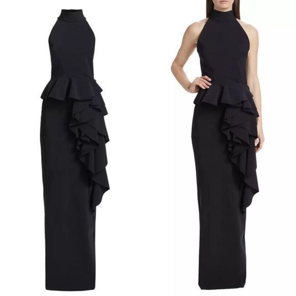 Chiara Boni La Petite Robe Ah Ruffled High-Neck Gown size 2